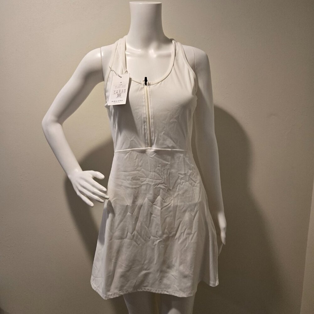 NWT Halara Cloudful Zip Front Dress White M - Picture 1 of 4